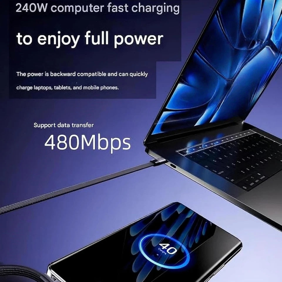 Câble USB-C 240W Charge Rapide + 1 Kit d'adaptateurs + 1 boîtier de charge rapide offert