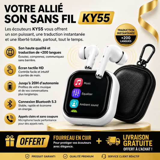 🎧 Écouteurs Bluetooth 2 en 1 Confort et Qualité auditive 🎁Fourreau en cuir offert